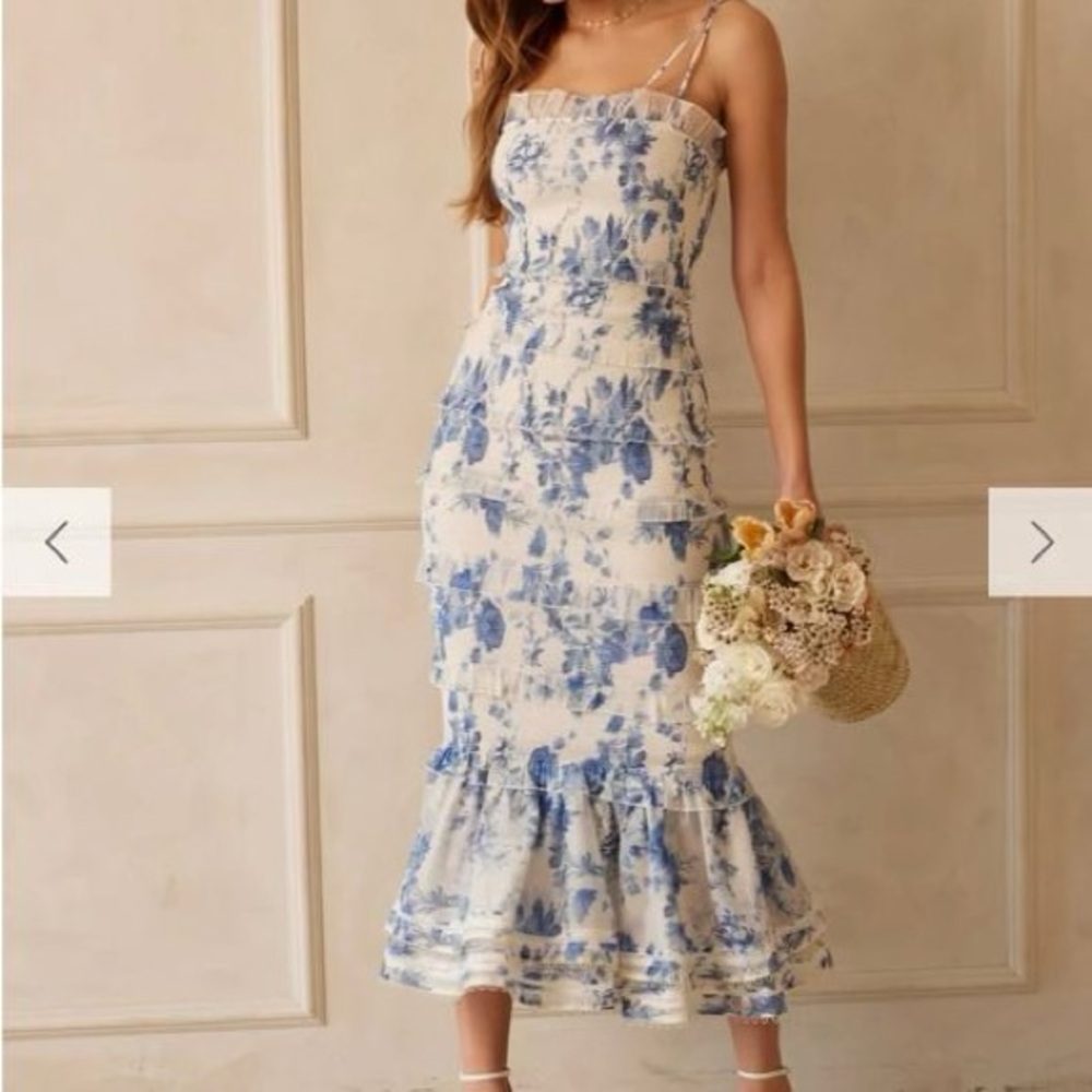 V. Chapman The Geranium Dress in Provencal Blue Floral Size 2 Dress